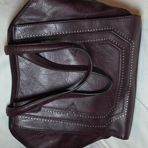 BCBGeneration Elegant Purple Leather Tote Bag